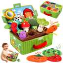 FREYBLI Baby Toys 6-12 Months - Soft Fruits Vegetable Garden Plant Plush Toy - 6 Month Old Baby Toys Boy Girl Gifts - Baby Sensory Montessori Toys with Rattles Mirror Squeaker Textures Crinkle Tissues