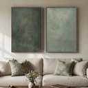 Large Framed Green Abstract Wall Art, 2 Piece Modern Canvas Art Prints Paintings, Minimalist Sage Green Abstract Pictures for Living Room, Hallway, Dining Room, Bedroom, Office Wall Decor 24x36 In, 24" W x 36" H x 2Pcs