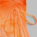 Milumia Women's Tie Dye Drawstring Side Tube Top Lettuce Asymmetrical Hem Bandeaus, Small