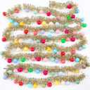 14.76 Feet Christmas Ornament Bulb Ball Garland with 90 Enamel Glass Balls Hanging Christmas Baubles Ornament Garland for Tree Fireplace Wreath Decoration Indoor