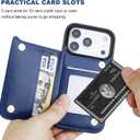 ONETOP Compatible with iPhone 17 Pro Wallet Case with Card Holder, PU Leather Kickstand Card Slots Case, Double Magnetic Clasp and Durable Shockproof Cover 6.3 Inch (Blue)