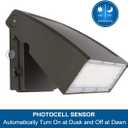 DAKASON (2 Pack) 60W LED Wall Pack, Dusk-to-Dawn Photocell, Adjustable Head, Full Cut-Off Security Light, 5000K 6600lm Replaces 200-300W HPS/HID IP65 Waterproof Outdoor Lighting Fixture, ETL Listed