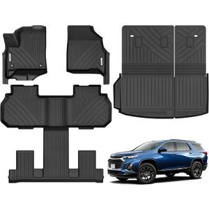 YITAMOTOR Floor Mats Fit for 2024-2025 Chevy Traverse, TPE All Weather Custom Fit Floor Liners for 7 Seats, Back Seat Protector for Traverse Accessories