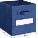13x13x13 storage cube bins (Set of 10) Fabric storage cubes with 10 Labels Window Cards & a Pen, storage cubes 13x13, Collapsible 13 inch cube storage bins, Cubby Organizer Boxes, Navy Blue