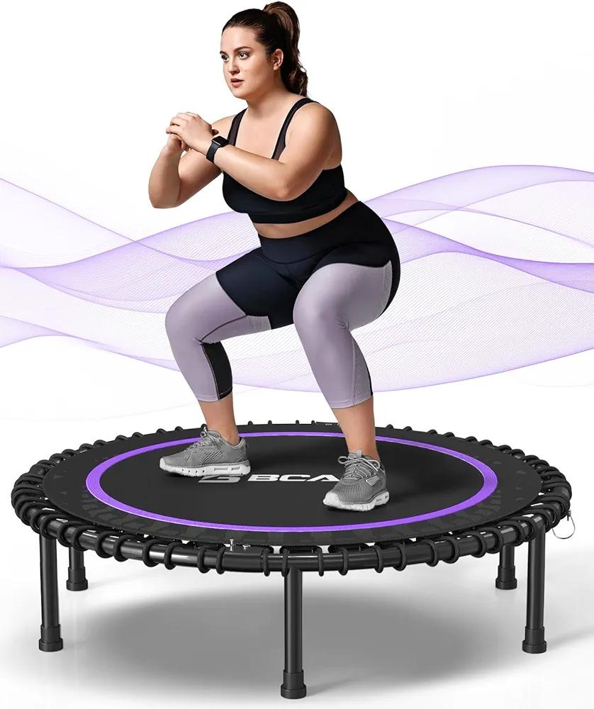BCAN 450LBS/550LBS Foldable Mini Trampoline, 40" Fitness Trampoline with Durable Bungees, Stable & Quiet Exercise Rebounder for Adults,Great Mini Trampoline for Indoor/Garden Workout - 2