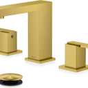 KENES Brushed Gold Widespread Bathroom Faucet 3 Hole Bathroom Sink Faucet Gold Two Handle, 8-Inch 3 Pieces Bathroom Vanity Faucet with Pop Up Drain & Supply Lines, KE-9050-4-P