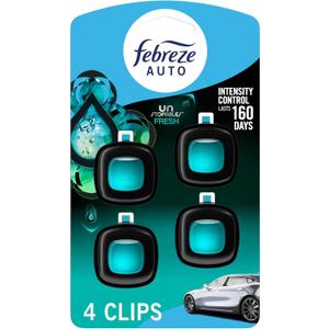 2 x Febreze Car Air Freshener, Odor-Fighting Automotive Vent Clip, Scented Car Accessories, Long Lasting for Strong Odors, Unstopables Fresh Scent, .07 fl oz, 4 Count