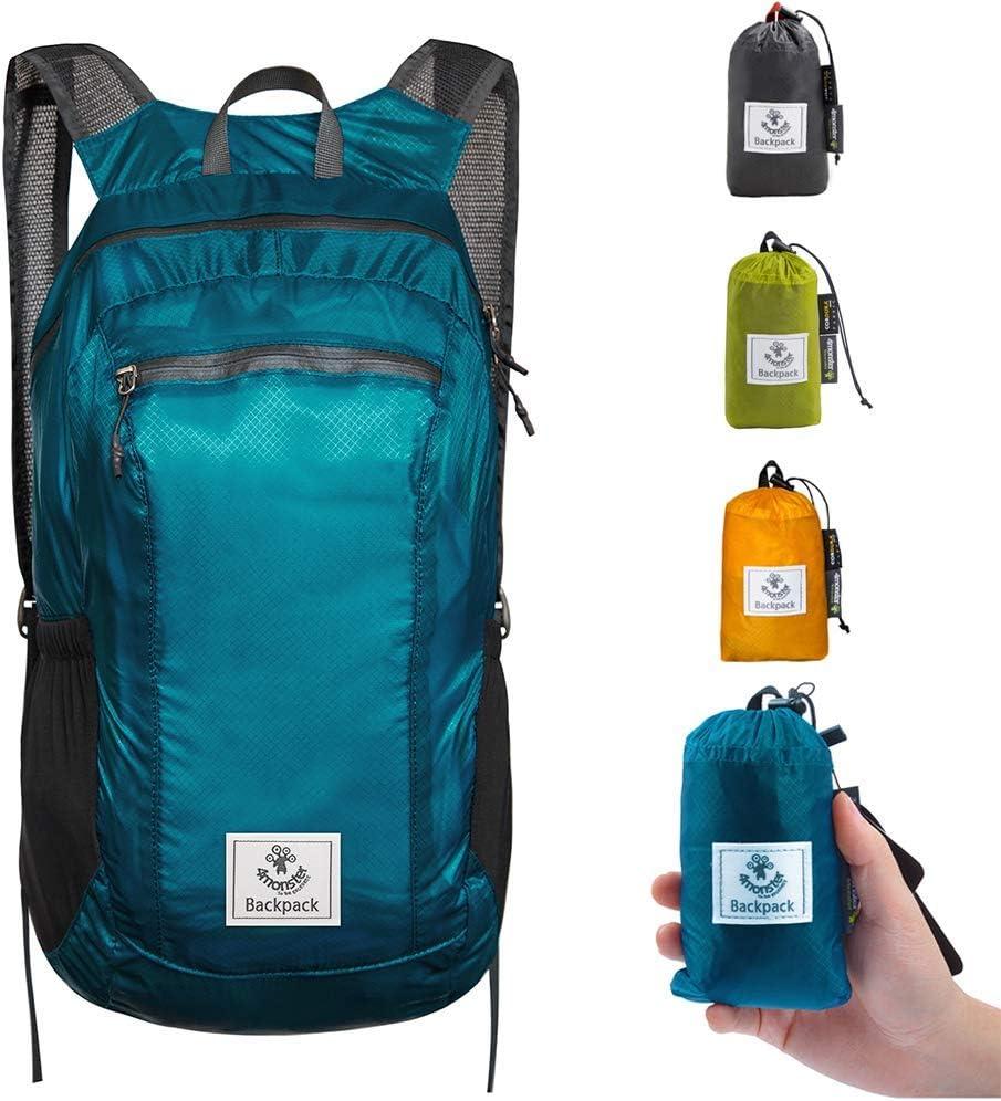 4Monster Hiking Daypack,Water Resistant Lightweight Packable Backpack for Travel Camping Outdoor (16L, Blue)