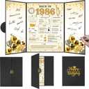 10 x Black Gold 40th Birthday Decorations, Back in 1986 Happy 40th Birthday Guest Book for Men Women, Jumbo Signature Card for 40 Year Old Gifts, Cheers to 40 Years Party Favors