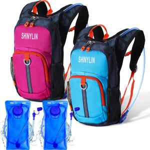 2 Pcs Kids Hydration Backpack with 1.5L Water Bladder Lightweight Kids Hiking Backpack Water Rucksack for Boys Girls Climbing Running (Blue, Purple)