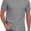 NITAGUT Mens Casual Waffle T-Shirts Short Sleeve Crewneck Solid Summer Tees (X-Large, Dark Gray)