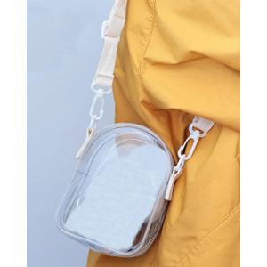 Clear Bag for 14cm/5.5in Generation II Sitting Plush Doll, Hanging Protective Display Case, Portable Travel Crossbody Bag with Strap-White 1 Pack (Doll not Included)