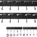 2 Pack Measuring Cups and Spoons Hanging Rack, Black Hanging Cups and Spoons Rack, Space Saving Kitchen Utensil Holder, Including Screw and Adhesive Mounting