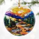 6 x Mountain Range Ornament  Christmas Decoration & Christmas Ornament; Round Ceramic (Holiday Present, Bauble Present, Gift Idea, and Gift Exchange) | Heirloom Keepsake