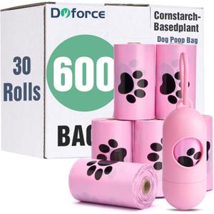 Dyforce Scented Dog Poop Bags,Leak Proof Pet Waste Bags for Dog Walking,Extra Thick and Large Cat Litter Bags for Poop,30 Refill Rolls,600 Bags,9x13",Pink