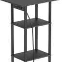 Asgolion Tall End Table with Charging Station, Skinny Nightstand with USB Ports and Outlets, 3 Tier Narrow Side Table with Storage for Bedroom, Living Room, Office, Black