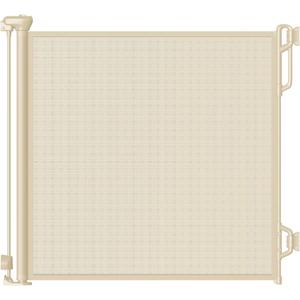 Retractable Safety Baby Gate or Mesh Dog Gate,Durable Portable Mesh Retractable Gate,Easy to Use for Stairs, Doorways,Hallways, Indoor, Outdoor, 33.5" Tall, Extends to 65" Wide, Cream