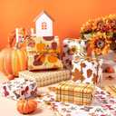 2 x RUSPEPA Fall Wrapping Paper Sheets, Autumn Pumpkin, Sunflower, Leaves and Plaid Design Gift Wrap Paper for Thanksgiving, Birthday, Harvest Gifts, 6 Folded Sheets, 19.68 X 27.5 Inch