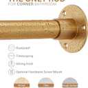 Gold Corner Shower Curtain Rod, [39"-69"] x [55"-85"] Adjustable L Shaped Shower Rod No-Sagging 90 Degree Curved Curtain Rod for Bathroom Bathtub with 12 Ring Hooks & Ceiling Support