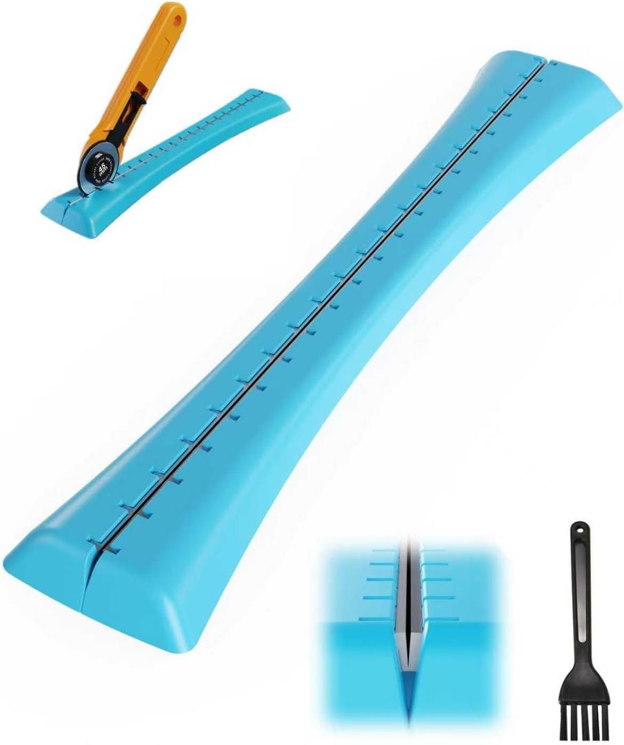 Linear Rotary Blade Sharpener, Rotary Cutter Sharpener for 45mm and 60mm Blades, Manual Rotary Sharpener Tool made of 2 Diamond-Coated Sharpening Stones for Blade Repair, with Clean brush