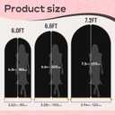 GOJAWAY 6FT/6.6FT/7.2FT Black Wedding Arch Cover Set of 3, Spandex Fitted Wedding Arch Stand Covers for Round Top Chiara Arch Background Stands Cover for Birthday Party Ceremony Banquet Decor