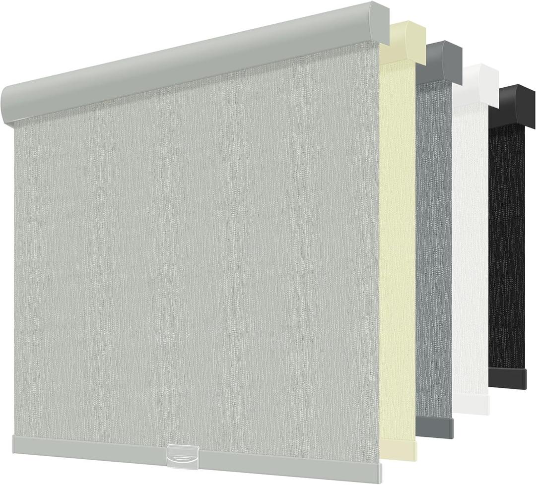ChrisDowa Blackout Window Shades, Cordless Roller Blinds for Indoor Windows, 44"W x 72"H, Grey