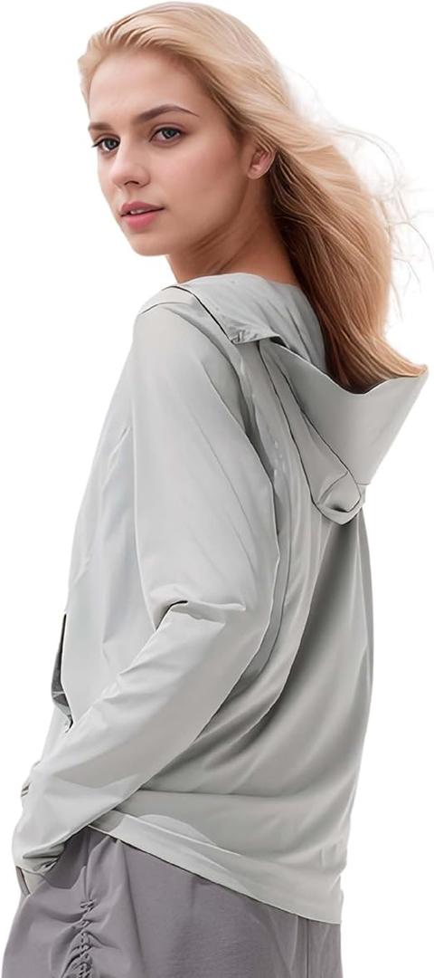 BENEUNDER Cooling Women's UPF 50+ Sun Protection Lightweight Hoodie Jacket Long Sleeve Active Sun Shirts for Outdoor Workout M
