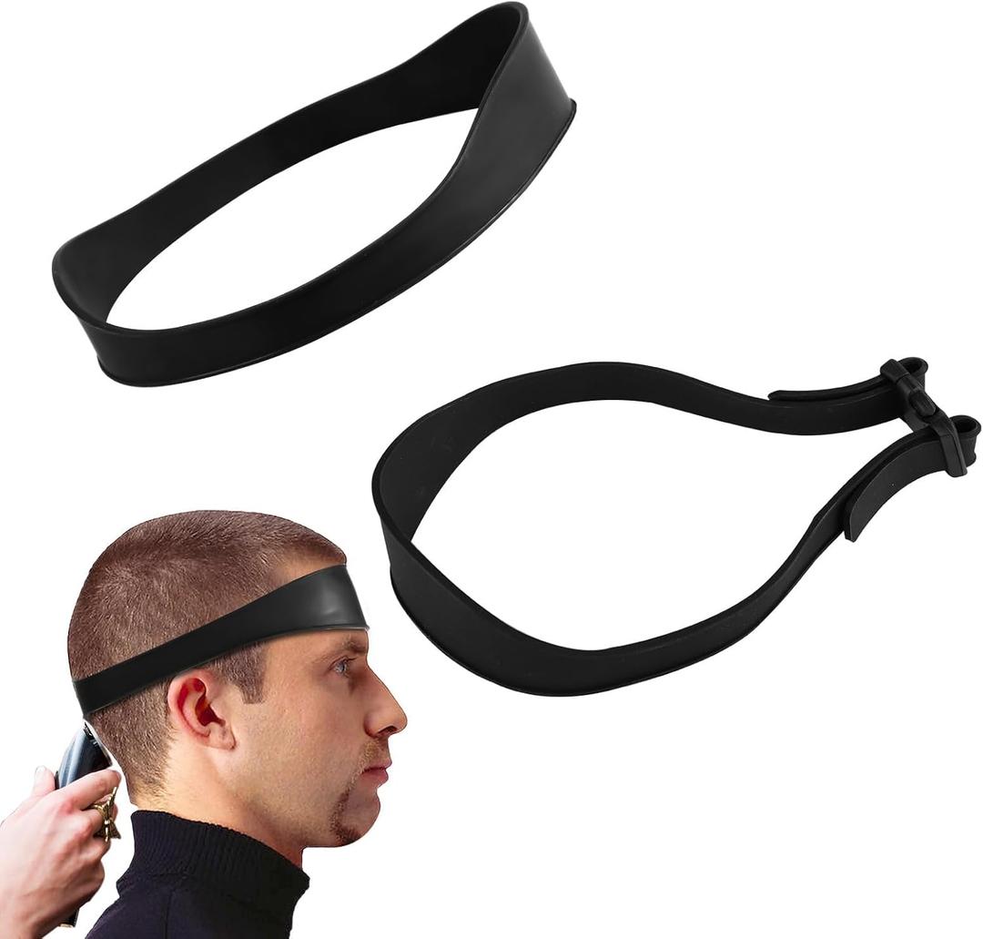 Hair Trimming Guide Men, Black Hair Cut Guides Fade Cutting Tool with 2 Hair Bands Adjustable Neckline Shaving Template for Home Use Barber Shops Hair Salons Makeup Rooms