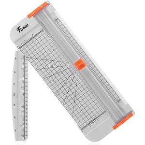 Firbon A4 Paper Cutter 12 Inch Titanium Paper Trimmer Scrapbooking Tool with Side Ruler for Craft Paper, Coupon, Label, Cardstock (White)
