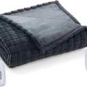 Brookstone Electric Heated Plush Blanket w/ 10 Heat Settings - Adjustable Timer, 12-Hour Auto Shut Off - Machine Washable & Dryer Safe - Polyester Velvet Blanket, King Size - Taupe