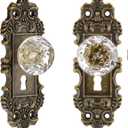 Vintage Dummy Door Knob Interior 2 Pack Crystal Glass Door Knobs Antique Bronze Cabinet Knobs Keyless Decorative Hallway Closet Door Pulls Dresser Handles