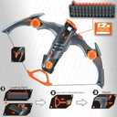 Toy Bow and Arrow for Nerf Gun Bullets, 12-Dart Clip Shot Foam Bullet Toy Archery Set with 36 Foam Darts 1 Goggle and Target, Birthday Gifts Party Game (Grey)