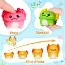 Valentines Day Gifts for Kids School, 24 Packs Axolotl Squishy Toys Bulk with Valentines Day Card for Classroom Exchange Party Favors,Fidget Squishy Toys Slow Rise Squishies for Boys Girls