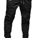 Men Joggers Chino Cargo Pants Hiking Outdoor Recreation Pants Twill Fitness Track Jogging Pants (Black, S)