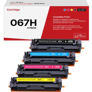 067H Toner Cartridge Replacement for Canon 067H 067 Compatible for ImageClass MF656Cdw MF654Cdw MF653Cdw MF651Cw LBP632Cdw LBP633Cdw MF650c Printer (4Pack,Black Cyan Yellow Magenta)