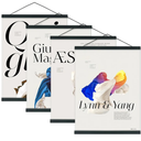 Artmag 4 Pack Magnetic Poster Hanger Frame, 24x36 24x32 24x18 Light Wood Wooden Magnet Poster Frame for Maps Canvas Artwork Pictures Poster Hangers Frames (Black,24")