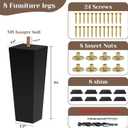 Sofa Legs Square Bed Feet 6 inch Wood Replacement Leg for Furniture Set of 8,Black (8set, 6)