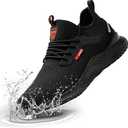 Waterproof Steel Toe Shoes for Men Women Work Shoes Lightweight Safety Sneakers Comfortable Puncture Proof Shoe Zapatos Punta de Acero para Hombres Black Size 44