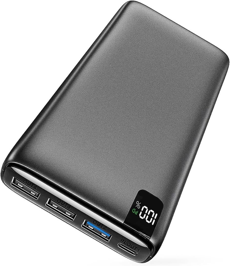 IXNINE Power Bank 26800mAh Portable Charger, 22.5W Fast Charging PD QC 3.0 Compact External Battery Pack with LED Display and 4 USB Outputs for Cellphone Tablet (Black)