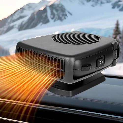 Car Heater, Portable Electronic Auto Fan Heater 12V 200W 2 in 1 Heating/Cooling Function Fast Heating Car Defrost Defogger, Black : Automotive