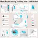 Portable Tabletop Beginner Mini Sewing Machine for Home Use, Compact and Easy-to-Use Sewing Machine for Quick Repairs, DIY Crafts and Alterations, Giftable Sewing Machine for Beginners (Blue)