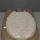Mayfair Padded Toilet Seat, Cushioned Soft Vinyl over Wood Core Seat, Secure Hinges, Easy Clean, Made in USA, Round, Bone