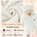 Fairy Baby Newborn Baby Bear Outfit With Fold-Over Mittens Footies Thin Fleece Romper Hooded Jumpsuit Winter Coat Girls Boys (White, 0-3 Months)
