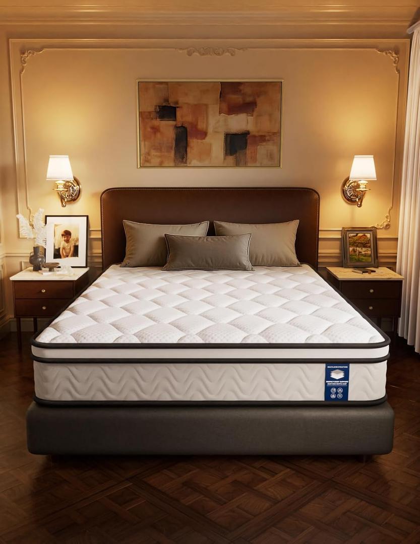 Queen Mattress, 10in Memory Foam Hybrid Mattress, Medium Firm and Individually Pocket Springs - Pressure Relief, CertiPUR-US Certified, Motion Isolation-Extra Edge Support (White, Queen, 10, Inches)