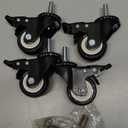 4 Inch Brake Stem Casters 1/2"-13x1-1/2, Swivel Stem Wheel, Replacement Caster Wheels Heavy Duty for Wire Shelving Racks Set of 4