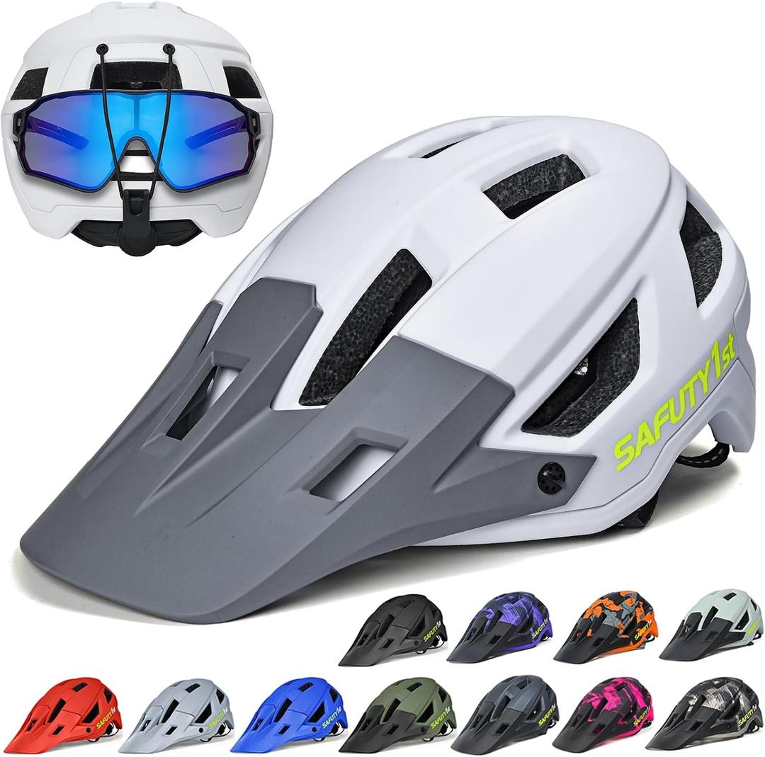 Bike Helmet for Adults - Lightweight Mountain Bike Helmet with Visor, Impact-Resistant Cycling Helmet for Men Women, Adjustable Dial Fit for Mountain Biking & E-Bike Riding, Large: 22.8"-24.0"