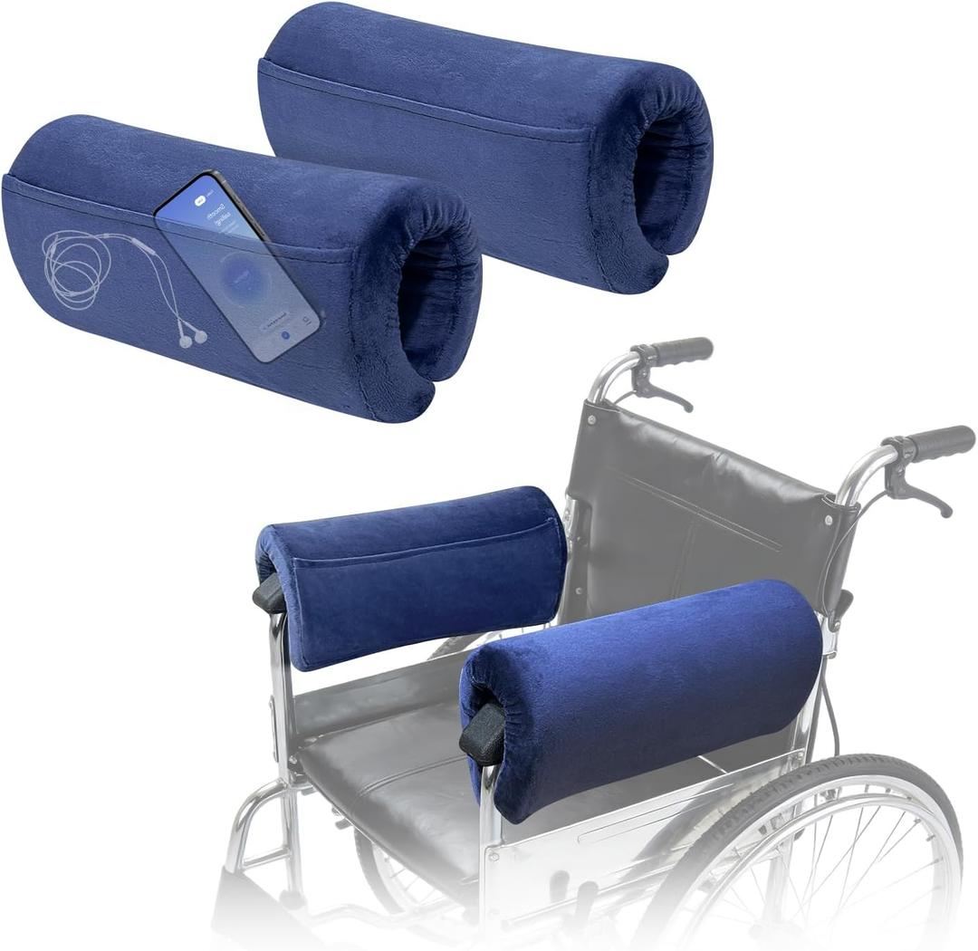Wheelchair Arm Rest Pads Covers (2 Pcs), Wheelchair Armrest Cover Cushion, Foam Armrest Pads for Wheelchairs, Transport Chairs, Office Chairs, Non Slip Arm Support Cushions Wheelchairs Accessories