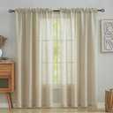 Home Brilliant Sheer Linen Curtains Voile Window Treatment for Living Room Bedroom Drape, 2 Panels, 54" x 84 inch Length, Beige