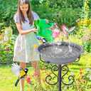 Bird Bath for Outside,Vintage Freestanding Birdbath & Birdfeeder, 40In Bird Baths Feeder with Detachable Plastic Bowl for Garden Patio Yard Lawn Decor, Upgraded 5-Pronged Base (Grey)