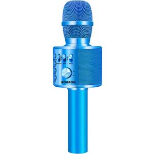 BONAOK Wireless Bluetooth Karaoke Microphone,3-in-1 Portable Handheld Karaoke Mic Speaker Machine Birthday Home Party for PC or All Smartphone (Q37 Blue)